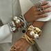 multi layered striped wide metal style bracelet for women Exaggerated ins large pearl open bracelet_ipsvogv.com