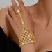 Fashion Personalized Mesh Water Chain With Finger Back, Trendy Style Full Dia Accessories_ipsvogv.com