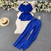Women's Clothing retro fashion round neck short sleeved tie waist top two piece suit women's casual loose high waist wide leg trousers_ipsvogv.com