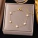 Fashion Round Pearl Stainless Steel Chain Bracelet Earring Necklace Accessory Set_ipsvogv.com