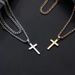 hot-selling stainless steel double-layer twisted chain cross pendant necklace personality hip-hop men's jewelry_ipsvogv.com