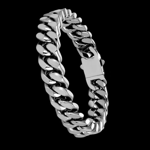 Hip Hop Trendy Men's Titanium Steel Braided Miami Fashion Simple Four-Sided Polished Dominant Cuban Jewelry Clasp_ipsvogv.com
