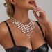 Multi layer long pearl tassel necklace trendy personality letter exaggerated sweater chain clavicle chain_ipsvogv.com