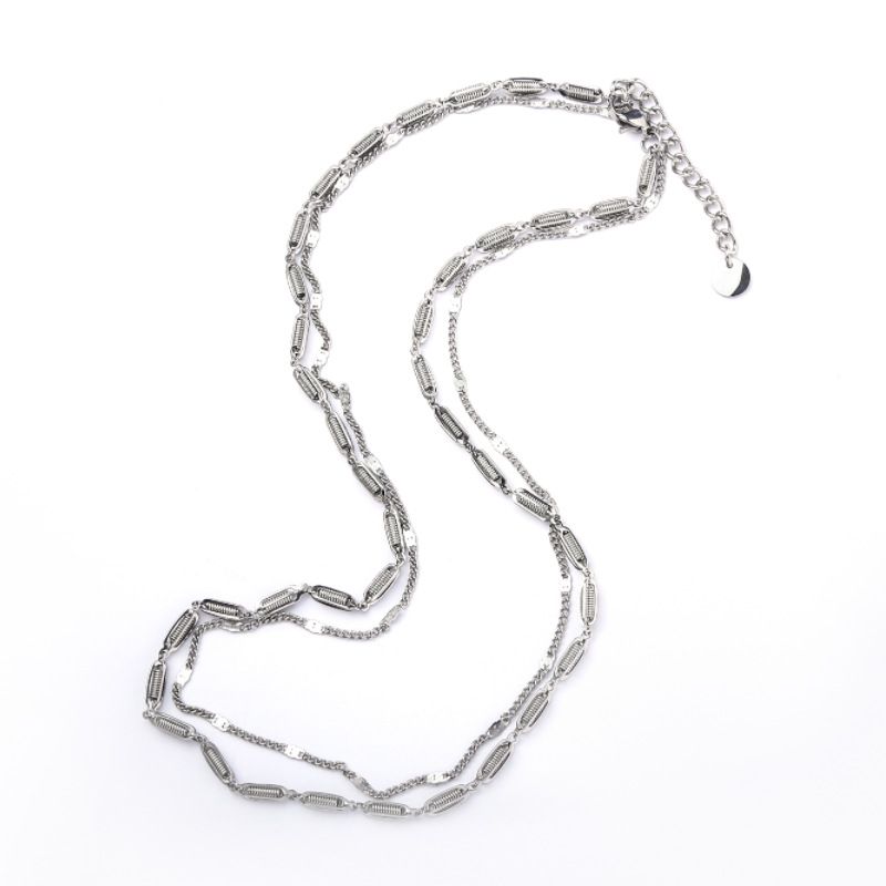 Men's Trendy Design, Niche, High End Ins Hip Hop Titanium Steel Lantern Chain Necklace, Stacked Necklace, Double Layer Necklace_ipsvogv.com