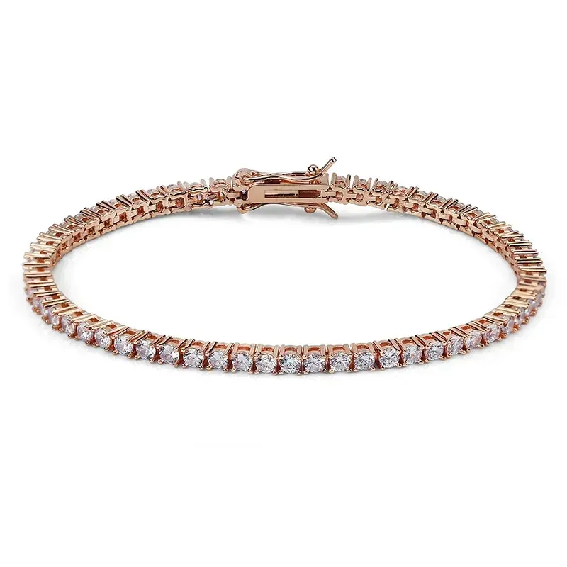 Fashion designer tennis bracelets moissanite jewelry men rise gold sier tenis bracelet iced out chain fashion jewelrys_ipsvogv.com