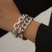 Alloy Jewelry Geometric Thick Set Bracelet For Women Hip Hop Trendy Cool Metal Aluminum Chain_ipsvogv.com