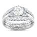 Popular engagement ring set with diamond and zircon ladies ring three piece set_ipsvogv.com