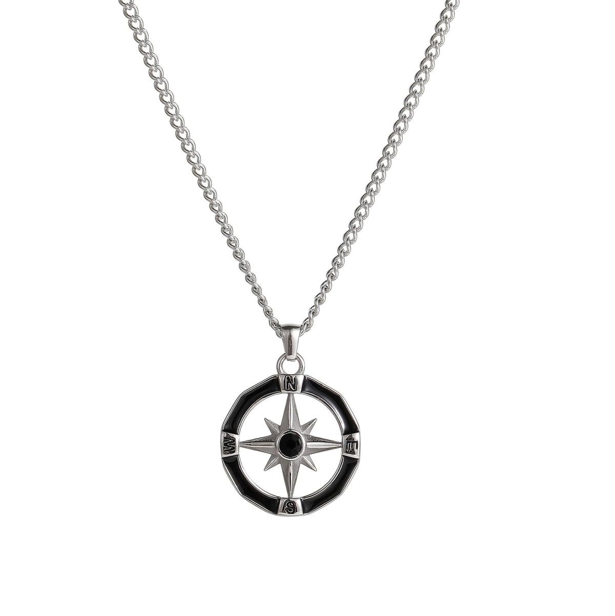 Star Compass Trend Hip Hop Boys Necklace Simple High End Titanium Steel Six Pointed Star Pendant Necklace_ipsvogv.com