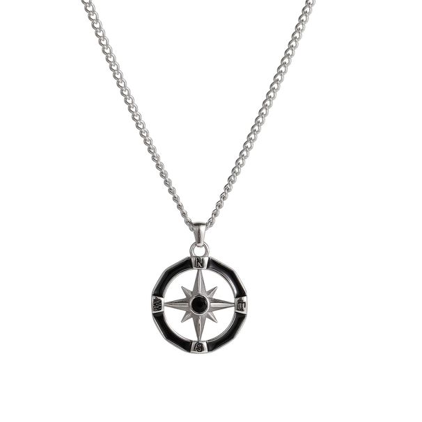 Star Compass Trend Hip Hop Boys Necklace Simple High End Titanium Steel Six Pointed Star Pendant Necklace_ipsvogv.com