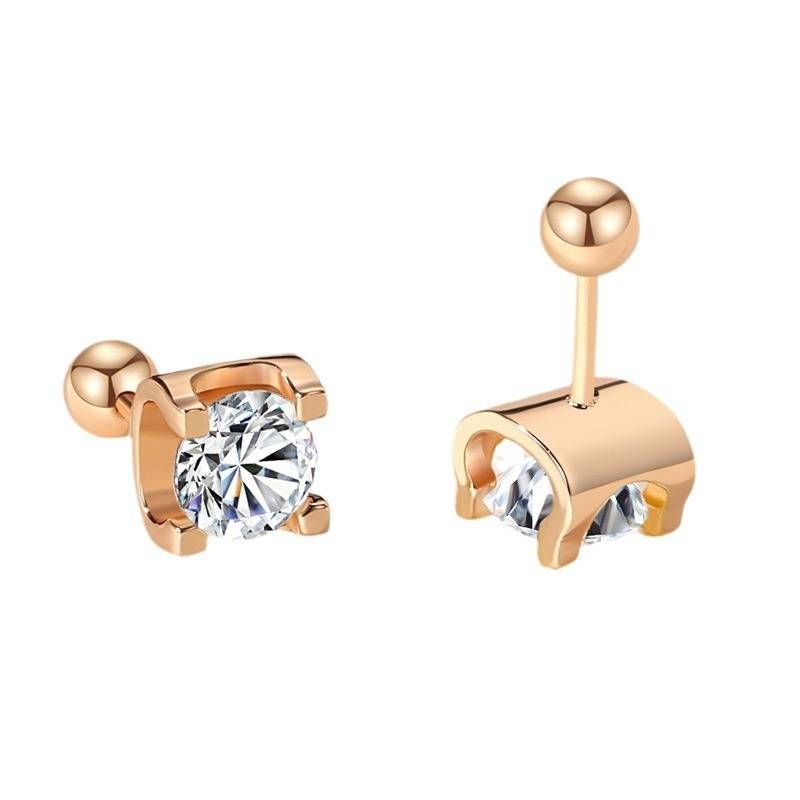 Classic Rose Gold Screw For Women Moissanite Bull Head Earrings Hollow Sier Jewelry_ipsvogv.com