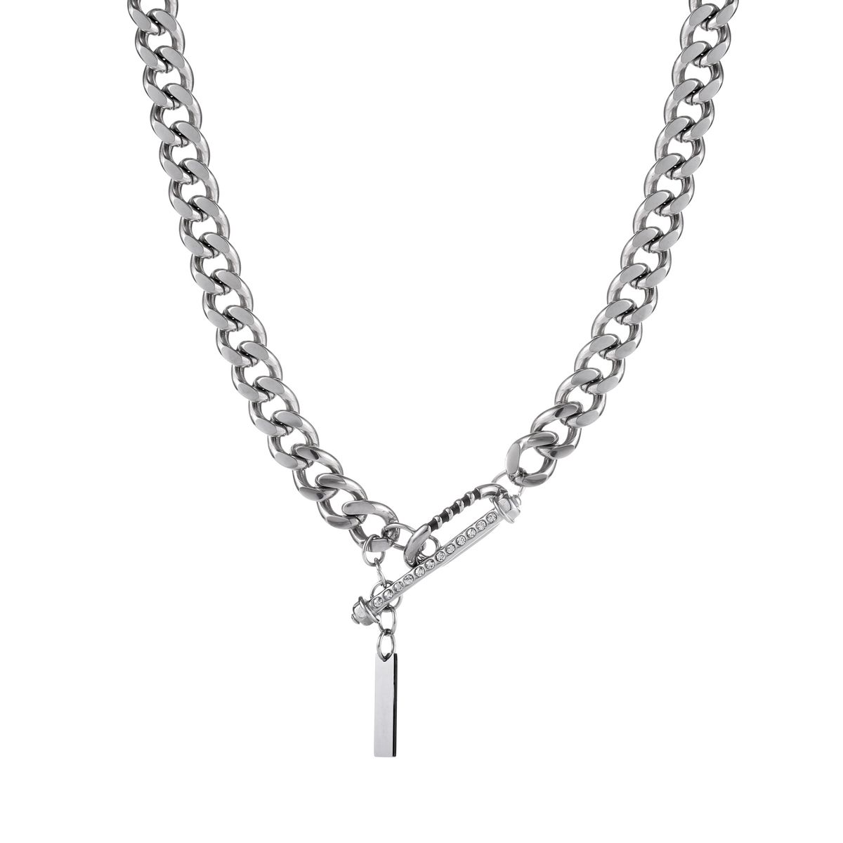 Jewelry hip hop Cuban necklace men's high street thick chain titanium steel necklace ins high grade sense of all matching jewelry women_ipsvogv.com