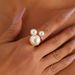fashion Ring, Three Pearl Metal Base Rings, French Creative Ring Trend Joint Ring_ipsvogv.com