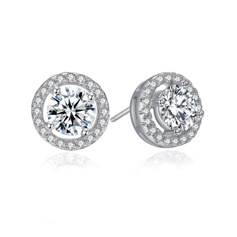 Women's Jewelry Fashion Earrings Temperament Trend Colorful Zircon Earrings Inlaid Diamond Round Earrings Small Accessories_ipsvogv.com