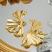 Gold-Plated Exaggerated Metal Style Ginkgo Leaf Fashion Women's Earrings_ipsvogv.com