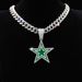 Unisex Personality Hip-Hop Pendant Fashion Full Diamond Blue Pentagram Necklace Jewelry_ipsvogv.com
