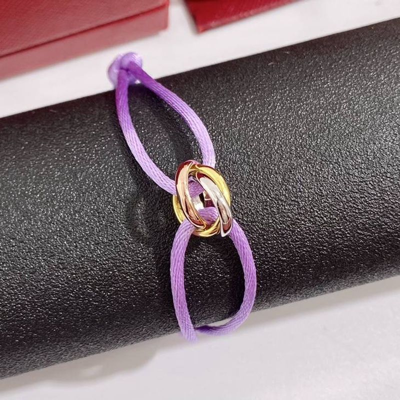 Stainless Steel Trinity Three Rings Colorful Cord Bracelet Sterg Sier Jewelry For Lovers Wholesale Price_ipsvogv.com