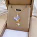 Blue 【 】 Butterfly Pearl Light Luxury Charm Gorgeous Full Diamond Necklace Women's Versatile Clavicle Chain Titanium 【 】_ipsvogv.com