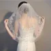 Hair Jewelry Bridal Lace Wedding For Brides 2-Tier Appliqued Short Waist Length Bride Veil With Comb Soft Tulle Veils_ipsvogv.com