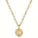 Wind English Letter Circular Hollow Flower Necklace For Women NK3:1 Chain Color Preservation Electroplating_ipsvogv.com