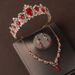 Crown headdress three piece set high end atmospheric red diamond birthday crown necklace earrings bride wedding dress evening dress jewelry_ipsvogv.com