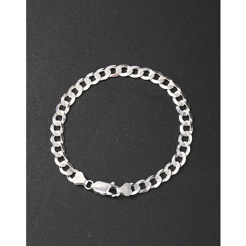 Cuban Bracelet Pure Silver Ins Style Personality Hip-Hop Trendy Men's Thick Horsewhip Chain Bold Hand Jewelry Gift For_ipsvogv.com