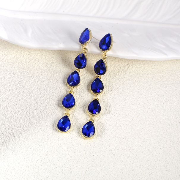 Women's Jewelry Exaggerated Rhinestone Earrings Luxurious And Atmospheric Water Drop Long Style,S925 Silver Needle Earrings_ipsvogv.com