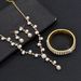 Pearl Gold And White Necklace, Earrings, Bracelet Jewelry Set For Wedding, Annual Meeting, Banquet, Dress_ipsvogv.com