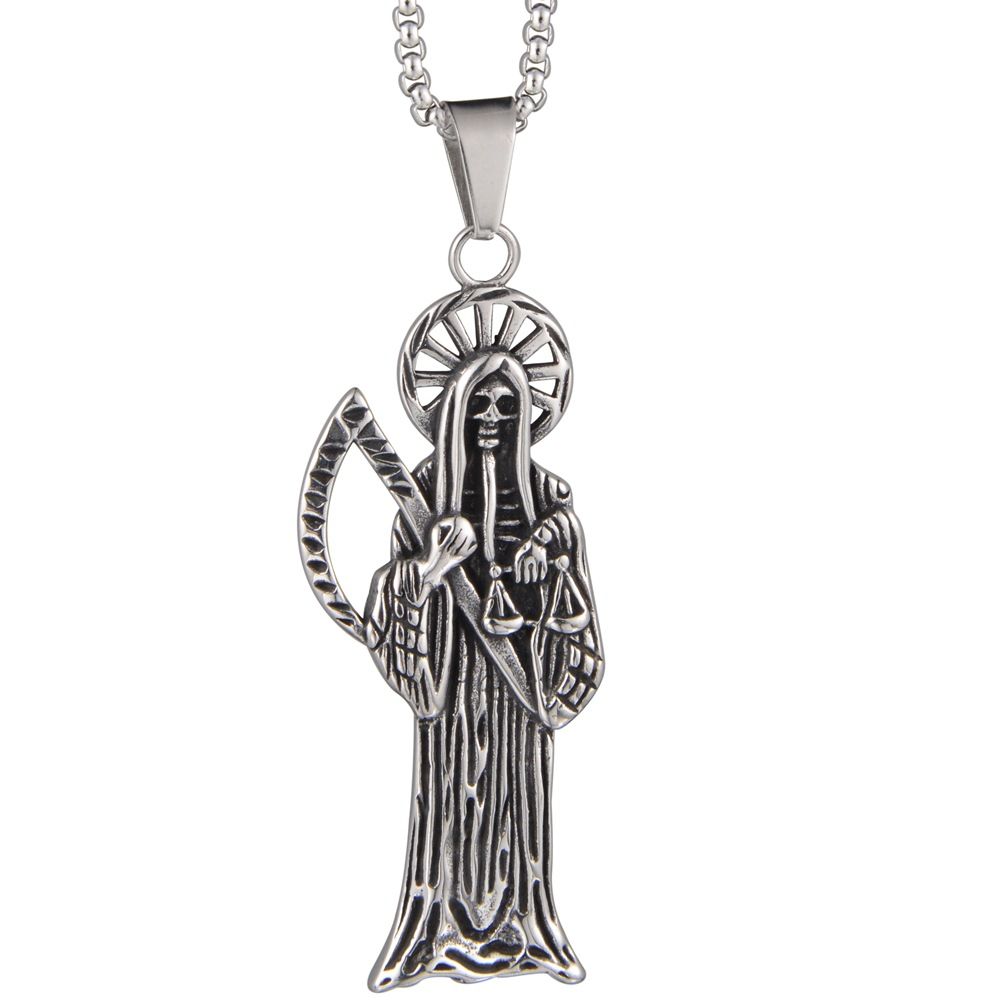 Fashionable And Popular Hip Hop Titanium Steel Sickle Death Pendant Personality Men And Women Casual Couple Necklace_ipsvogv.com