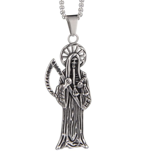 Fashionable And Popular Hip Hop Titanium Steel Sickle Death Pendant Personality Men And Women Casual Couple Necklace_ipsvogv.com