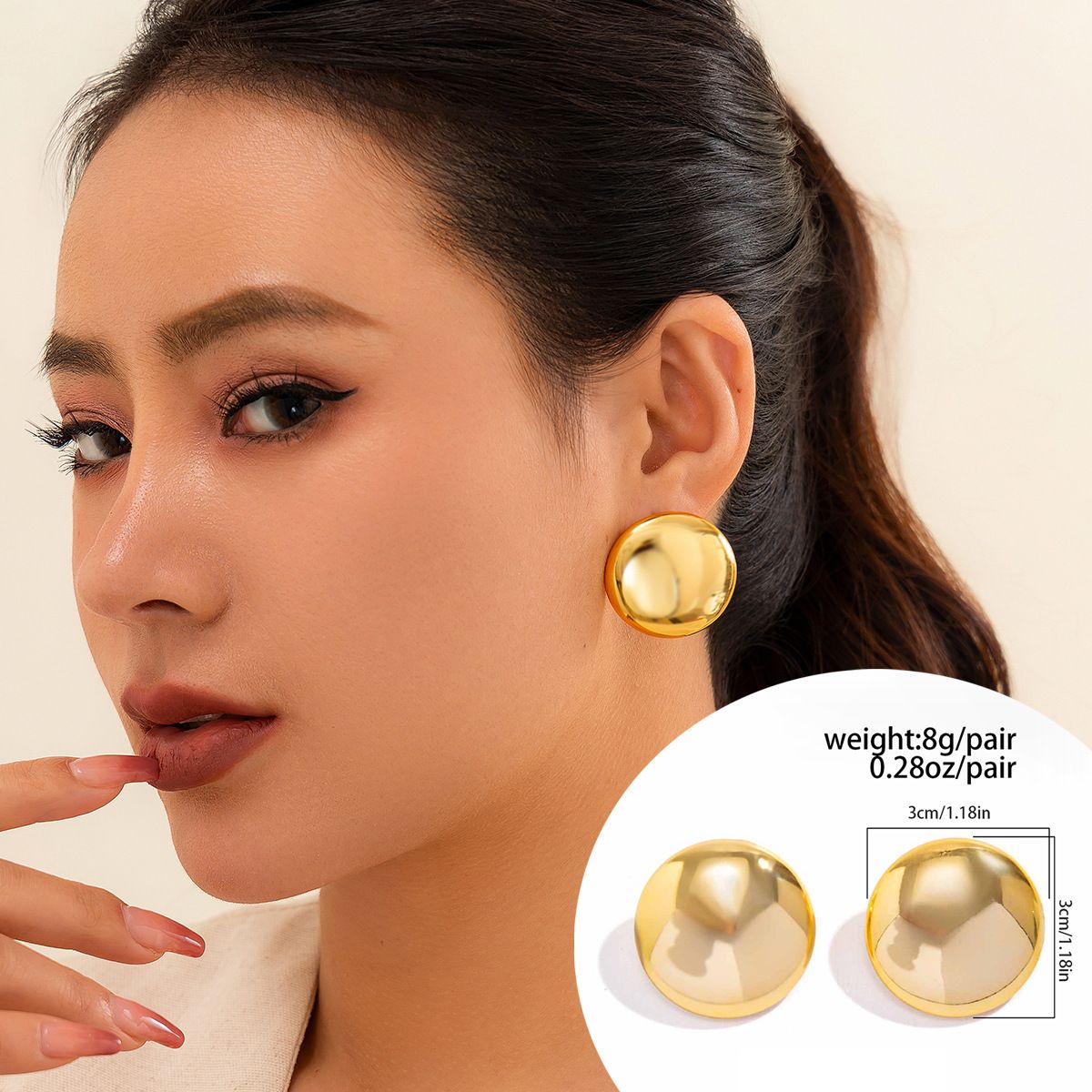 Design metal glossy water drop bean earrings female geometric love fold earrings earrings_ipsvogv.com