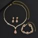 Gold Fashion OL Claw Chain Rhinestone Bridal Jewelry Full Diamond Tassel Necklace Earrings Bracelet Set_ipsvogv.com