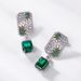 Geometric Emerald Green High Carbon Diamond Earrings S925 Silver Colored Gem Light Luxury Earrings Retro All Match_ipsvogv.com