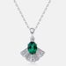 Small skirt fan shaped bright necklace S925 silver cultivated emerald retro clavicle chain light luxury_ipsvogv.com