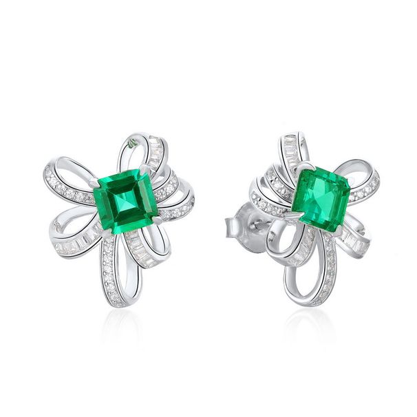 S925 Silver Cultivated Emerald Earrings High End Colored Gemstone Fashion Simple Earrings_ipsvogv.com