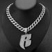 Men's Punk Style Accessories Personalized Jewelry Hip Hop Full Diamond Letter B Pendant With 15mm Cuban Necklace_ipsvogv.com