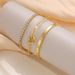 Brass Real Gold Electroplating Fashionable Zircon Inlaid Multi Layer Love Casual Ladies Bracelet Set_ipsvogv.com
