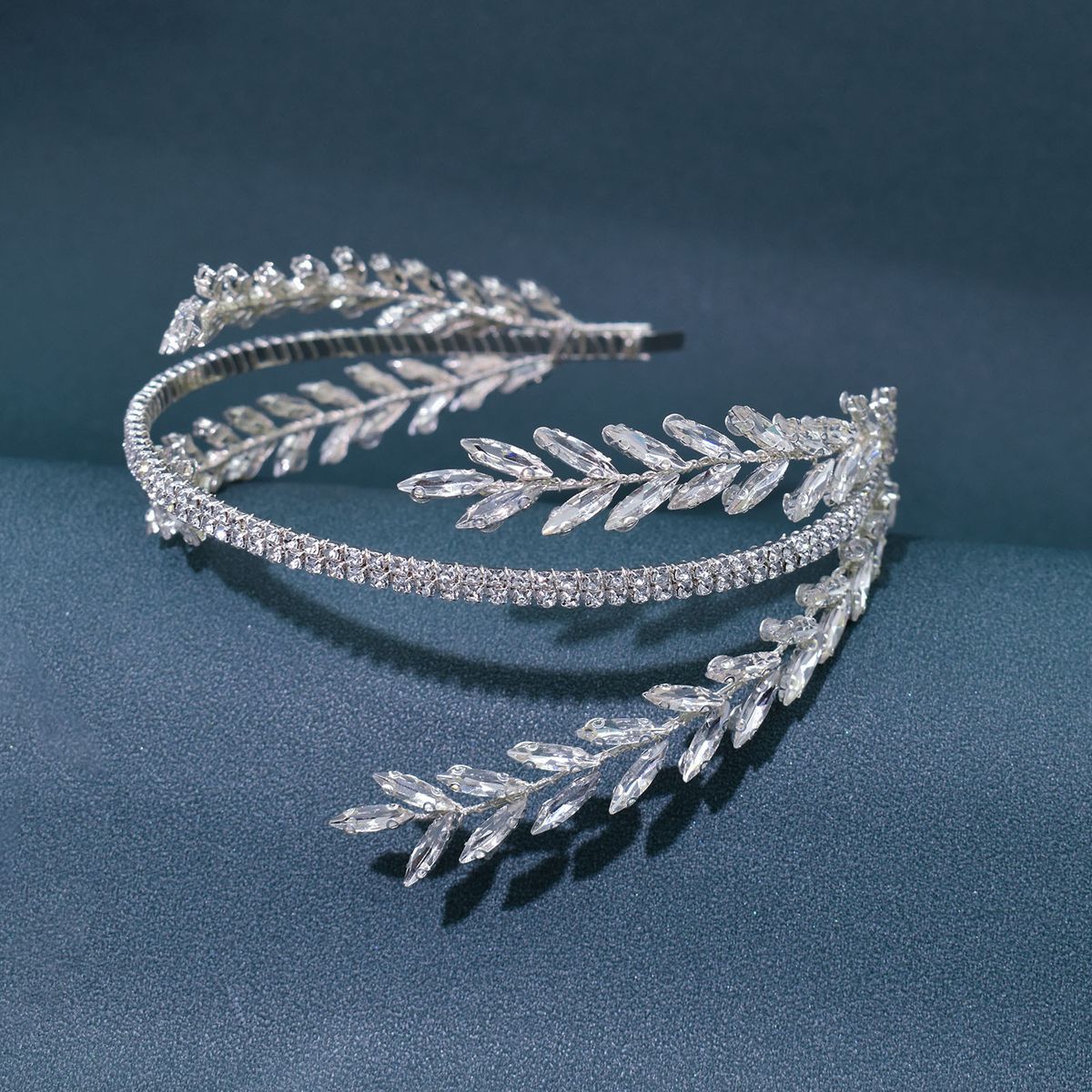 Women's Jewelry Handmade Crystal Rhinestone Headband For Bridal Wedding Hair Accessories, Elegant Floral Design, Silver And Gold Diamond_ipsvogv.com