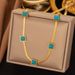 Turquoise Block Niche Design, Fashionable Collarbone Chain, Bohemian Titanium Steel Necklace For Women_ipsvogv.com