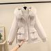 Women's Clothing Horn button parka women's autumn and winter new slim down cotton jacket fashionable plus velvet thick fur coat_ipsvogv.com