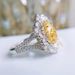 Luxurious Heavy Craft Design Sense Carat Large Pigeon Egg Ring With Full Inlay Synthetic Asscher Yellow Diamond Gemstone_ipsvogv.com