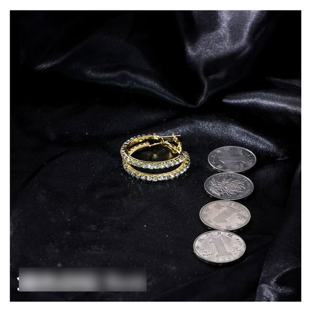 Gold And Silver Large Earrings, Rhinestone Claw Chain Earrings, Exaggerated Circle Jewelry Earrings For Women_ipsvogv.com
