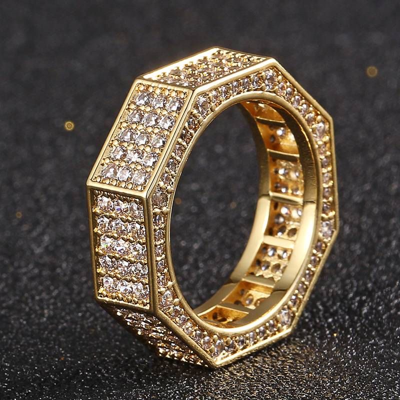 Men's Jewelry Hip Hop New Zircon Micro Inlaid Ring Domineering Men's Diamond Ring Hip Hop Accessories_ipsvogv.com
