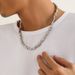 Vintage Irregular CCB Beads Choker Necklace for Men Punk Silver Color Collarbone Chain Hip Hop Party Jewelry Gift_ipsvogv.com