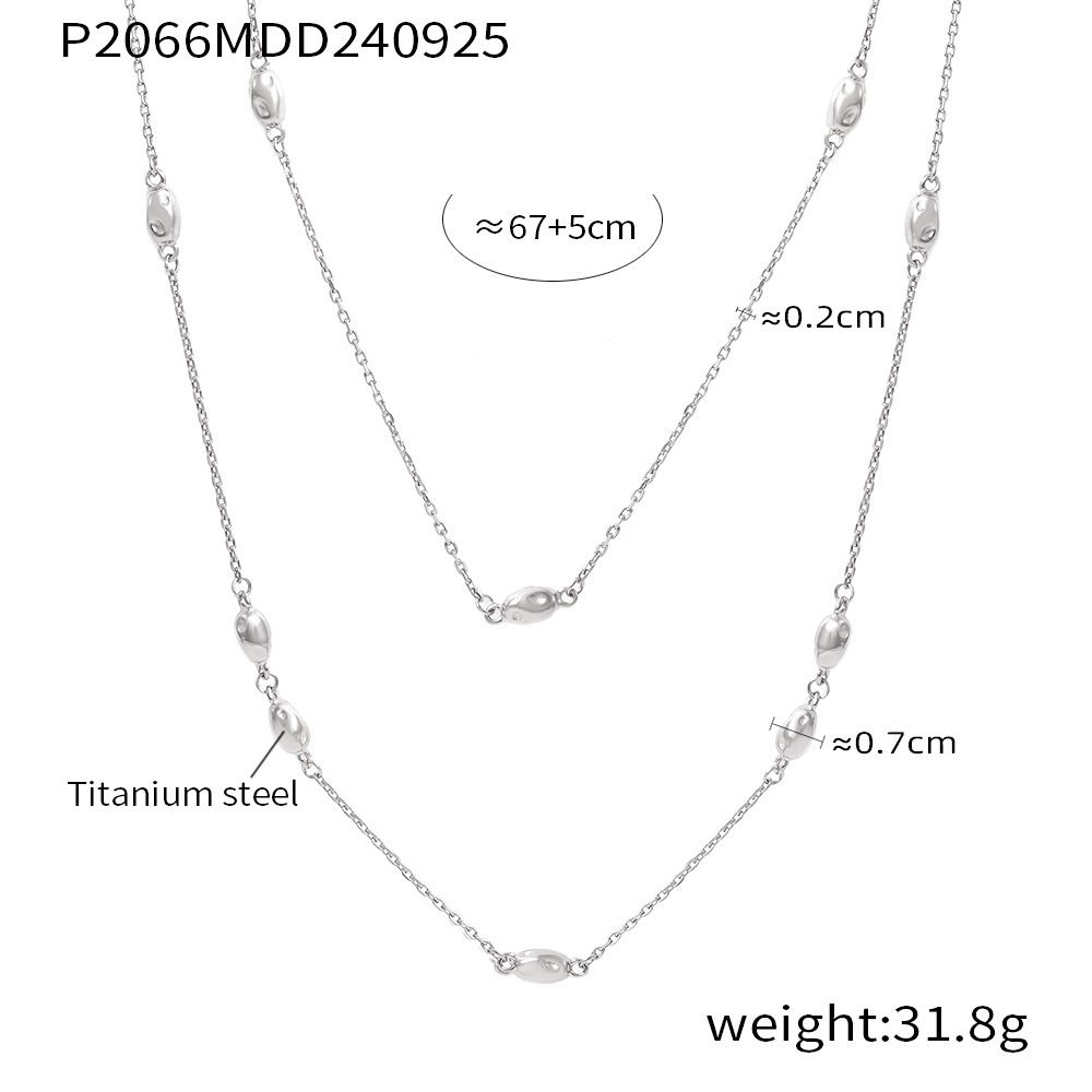 Golden Double-layer Pearl Sweater Chain, Grand, High-end, Light Luxury, Titanium Steel Layered Long Necklace, Popular In_ipsvogv.com