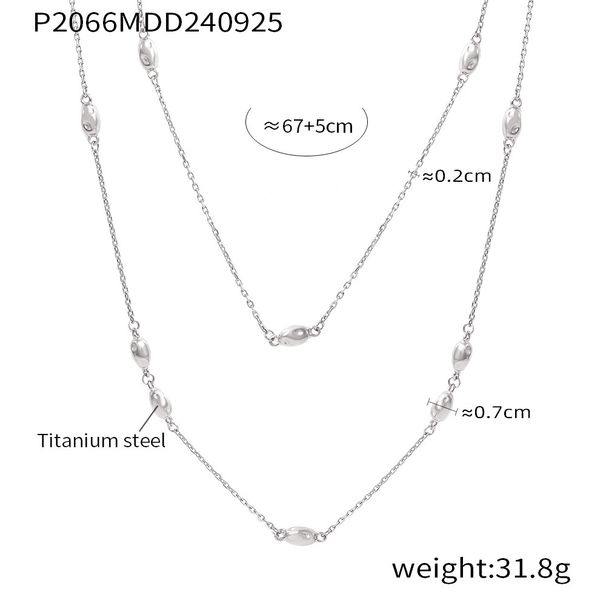 Golden Double-layer Pearl Sweater Chain, Grand, High-end, Light Luxury, Titanium Steel Layered Long Necklace, Popular In_ipsvogv.com