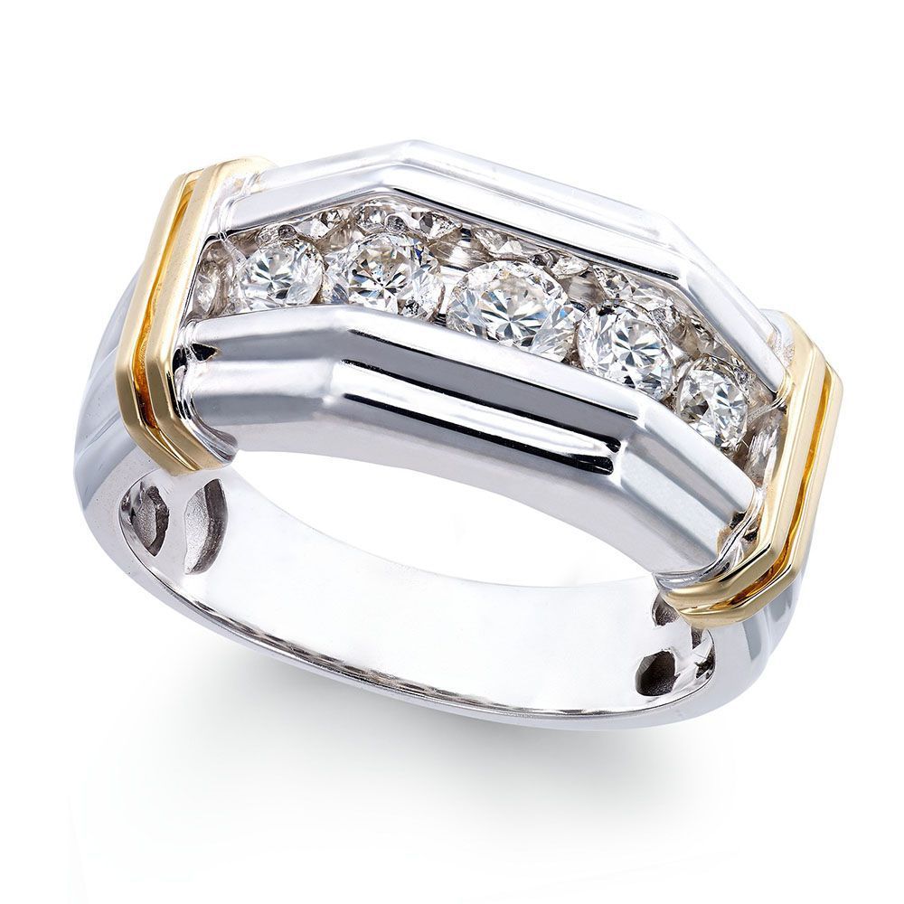 Sanjie Jewelry New Two Tone Electroplated Platinum Ring With Zircon Inlaid Men's Handpiece_ipsvogv.com