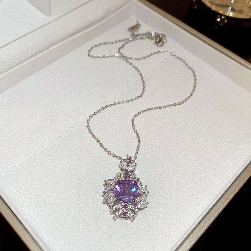 Square Zircon Pendant Set With French Advanced Sense Collar Chain Fashionable, Light Luxury Design Sense, Heavy Industry_ipsvogv.com