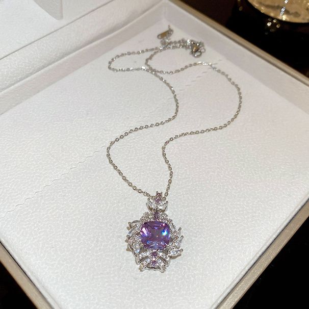 Square Zircon Pendant Set With French Advanced Sense Collar Chain Fashionable, Light Luxury Design Sense, Heavy Industry_ipsvogv.com