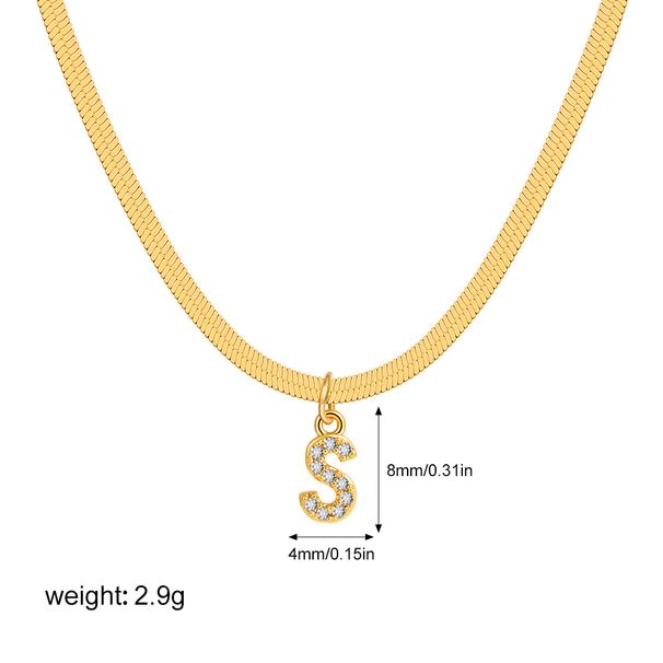 Hot Selling Fashion Simple Versatile Necklace Plated Gold 26 Letters Diamond Necklace Clavicle Chain_ipsvogv.com