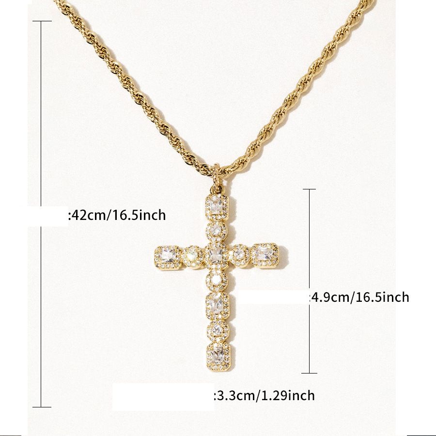 Metal diamond cross necklace fashionable and stylish high end design personality style female jewelry_ipsvogv.com